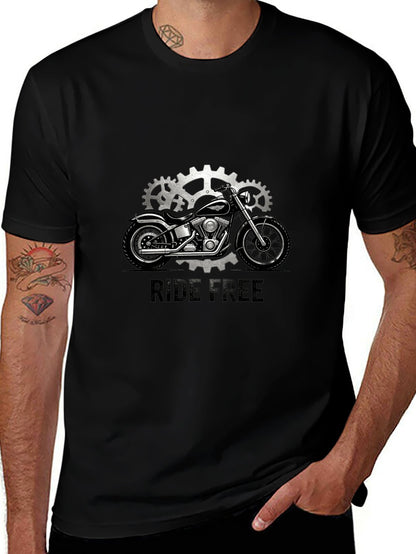 180g Pure Cotton Men's and Women's  "RIDE FREE" Graphic T-Shirt, USA Casual Cotton Tee