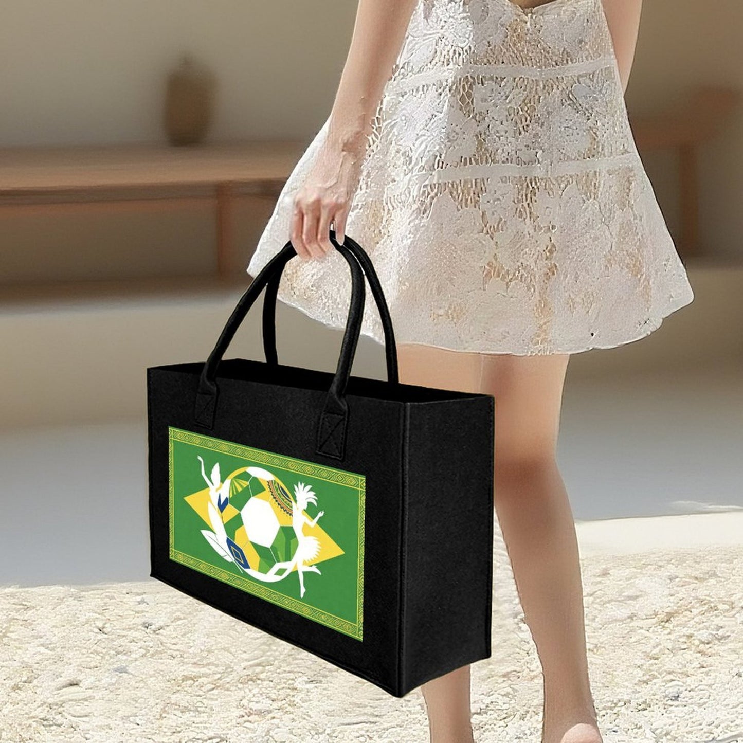 15.7"x11.8"x5.9" Eco-Friendly Felt Reusable Bag, Custom Logo & Pattern Printed Tote Bag, Multi-purpose Grocery & Travel Bag