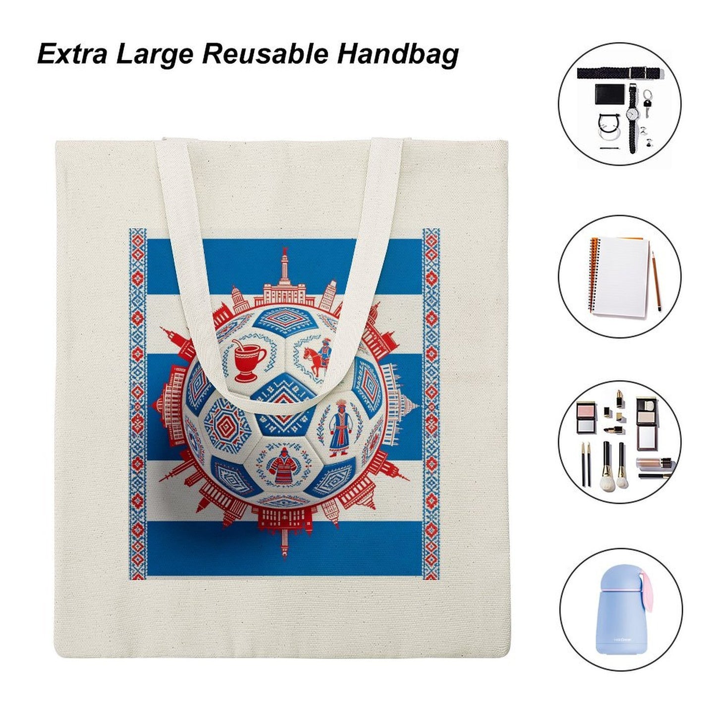 34x40cm World Cup Uruguay Canvas Tote Bag, Practical Daily Use Carry Bag,Fashion Eco-Friendly Tote for Outdoor