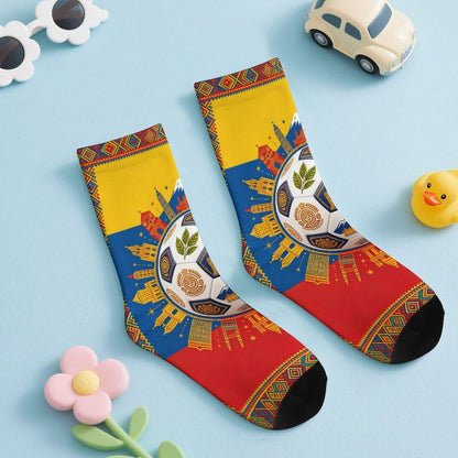 Boys & Girls Full Graphic Printed Socks ,World Cup 2026 Colombia Graphic, Stretchy Casual Socks for Children