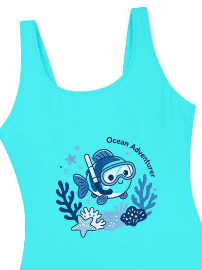 Cute Graphic One Piece Swimsuit for Girls, Perfect Summer Vacation Bathing Suit