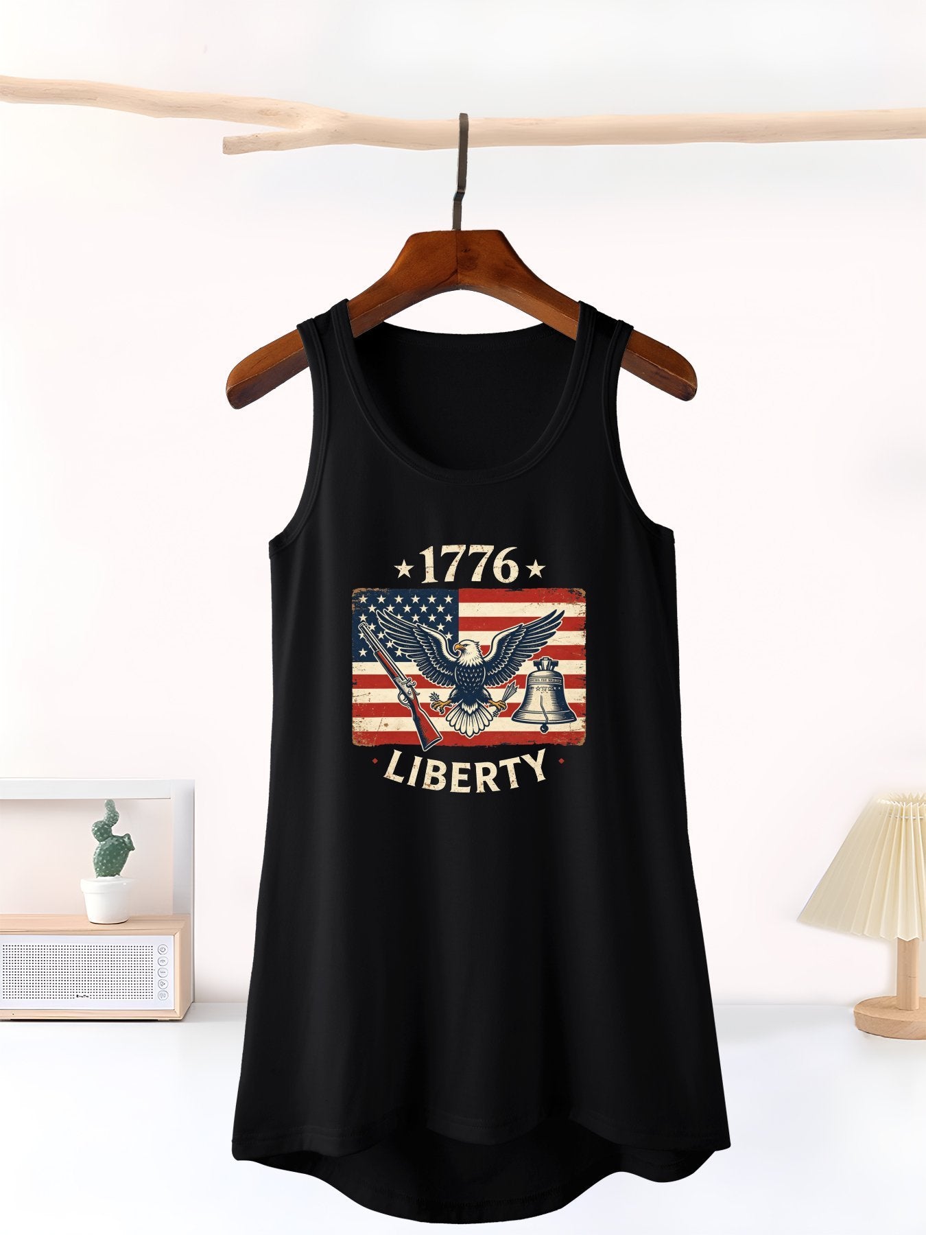 Women's Graphic Tank Dress, USA 250th. Graphic Customize Sleeveless Casual Summer Dress