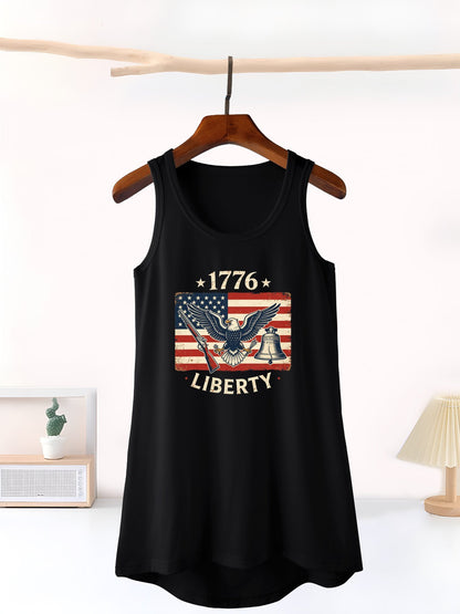 Women's Graphic Tank Dress, USA 250th. Graphic Customize Sleeveless Casual Summer Dress