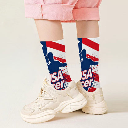 Boys & Girls Full Graphic Printed Socks ,World Cup 2026 USA Graphic, Stretchy Casual Socks for Children