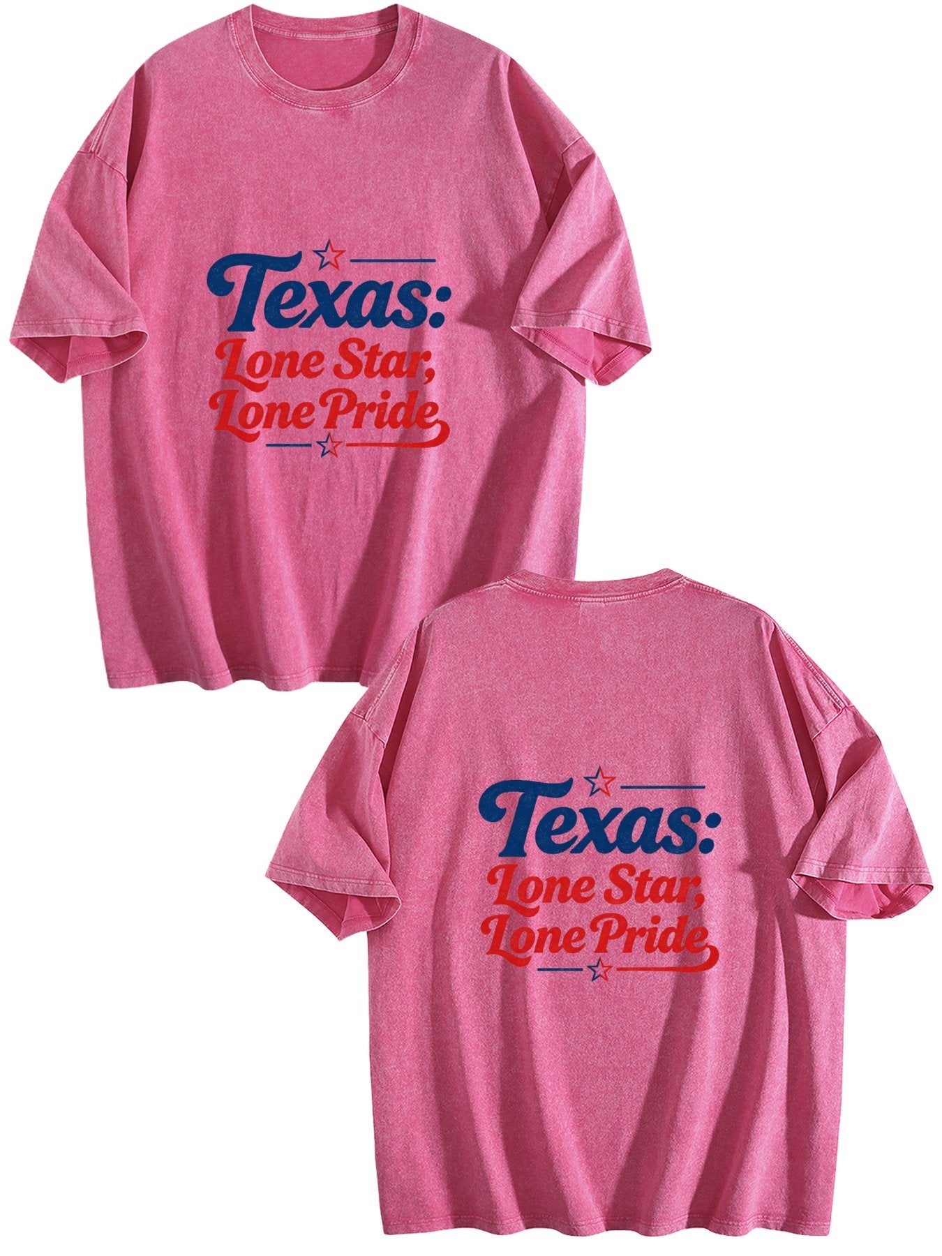 230g Pure Cotton Double-sided Print Adult's USA 250th. Texas Pride Graphic Washed T-Shirt, Casual Cotton Tee for Daily Wear