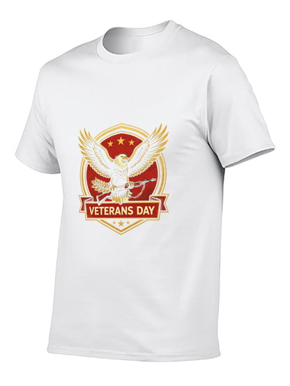 180g Pure Cotton Men's and Women's Patriotic "Veterans Day" Graphic T-Shirt, USA Casual Cotton Tee