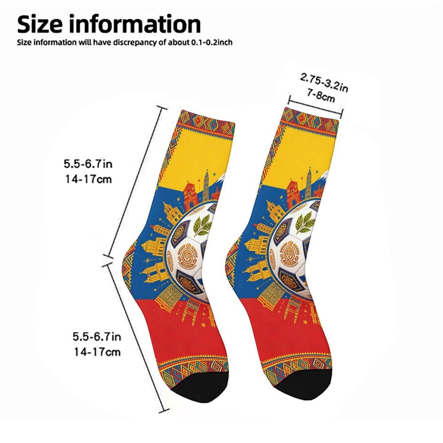 Boys & Girls Full Graphic Printed Socks ,World Cup 2026 Colombia Graphic, Stretchy Casual Socks for Children