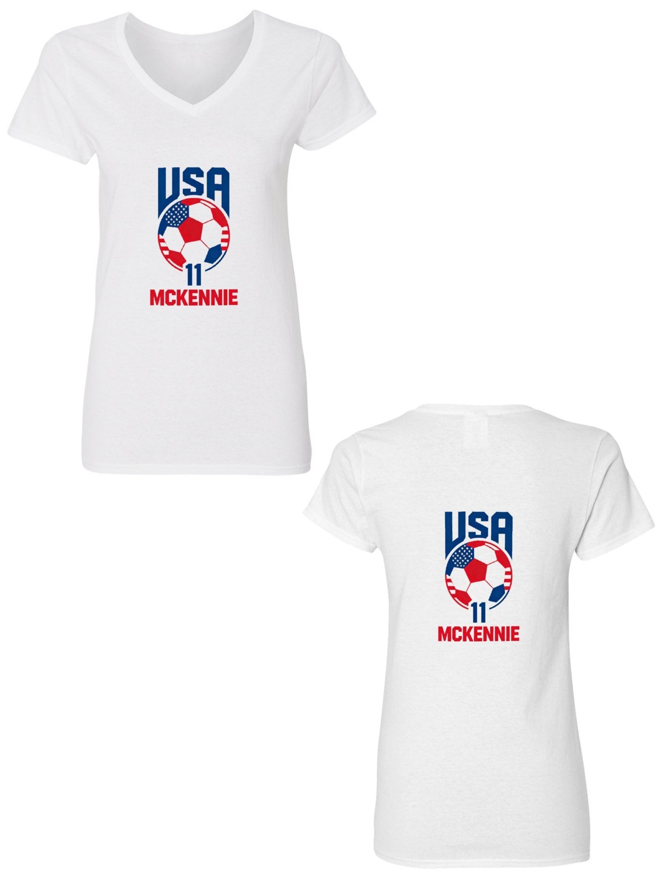 Pure Cotton V-neck Women's World Cup 2026 USA Graphic T-Shirt, USA Casual Cotton Tee