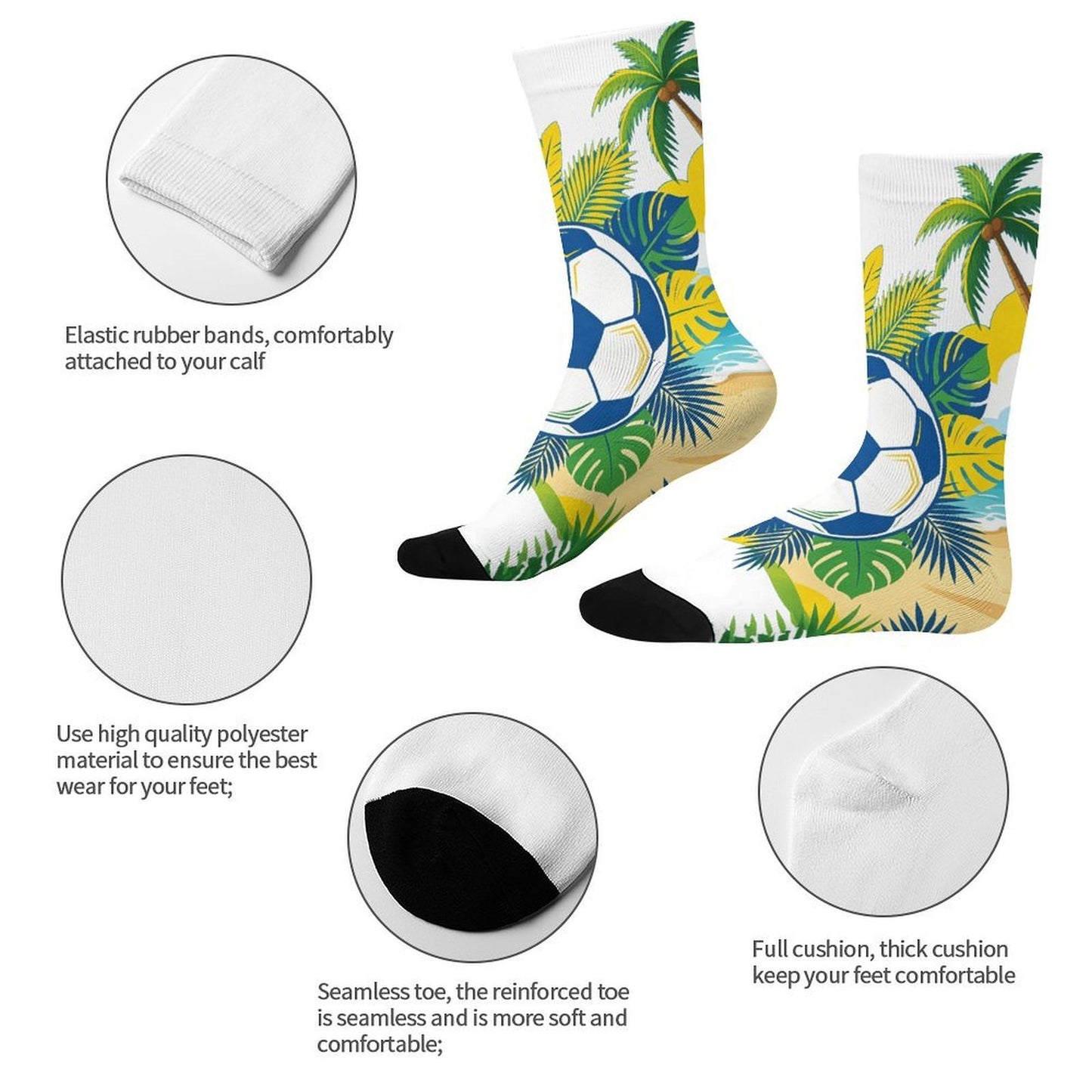 Boys & Girls Full Graphic Printed Socks ,World Cup 2026 Brazil Graphic, Stretchy Casual Socks for Children