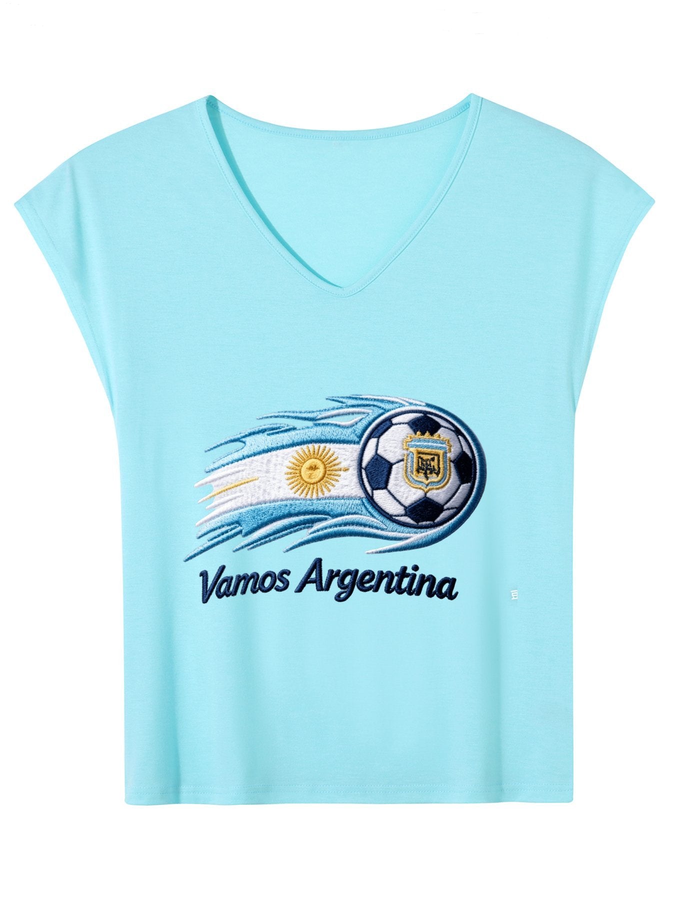V-neck Sleeveless T-Shirt, Women's World Cup 2026  "Vamos Argentina" Graphic T-Shirt, USA Casual Cotton Tee