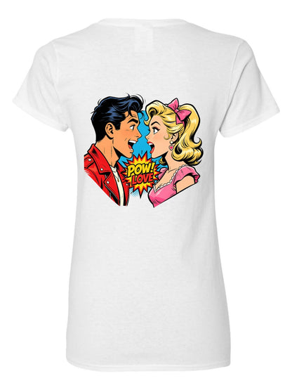 Pure Cotton V-neck Women's Lovers Graphic T-Shirt, USA Casual Cotton Tee