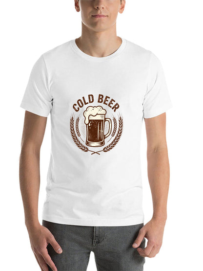 180g Pure Cotton Men's and Women's Summer "COLD BEER" Graphic T-Shirt, USA Casual Cotton Tee