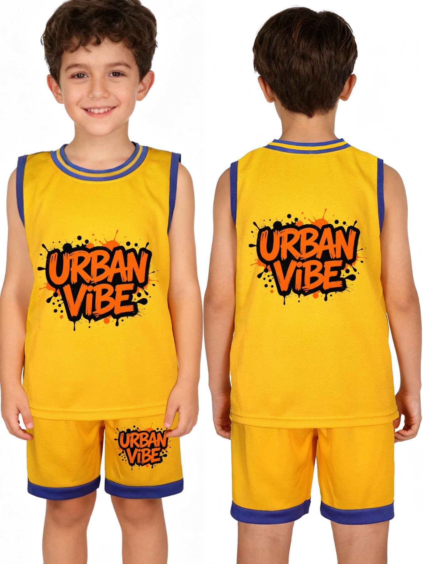 Kids Basketball Training Set, Youth Printed Basketball Suit Set for Daily Play