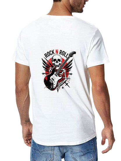 180g Pure Cotton Men's and Women's  "ROCK N ROLL" Graphic T-Shirt, USA Casual Cotton Tee