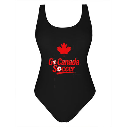 Unique World Cup 2026 Canada Soccer Graphic One Piece Swimsuit, Trendy Outfit for Beach Pool & Vacation