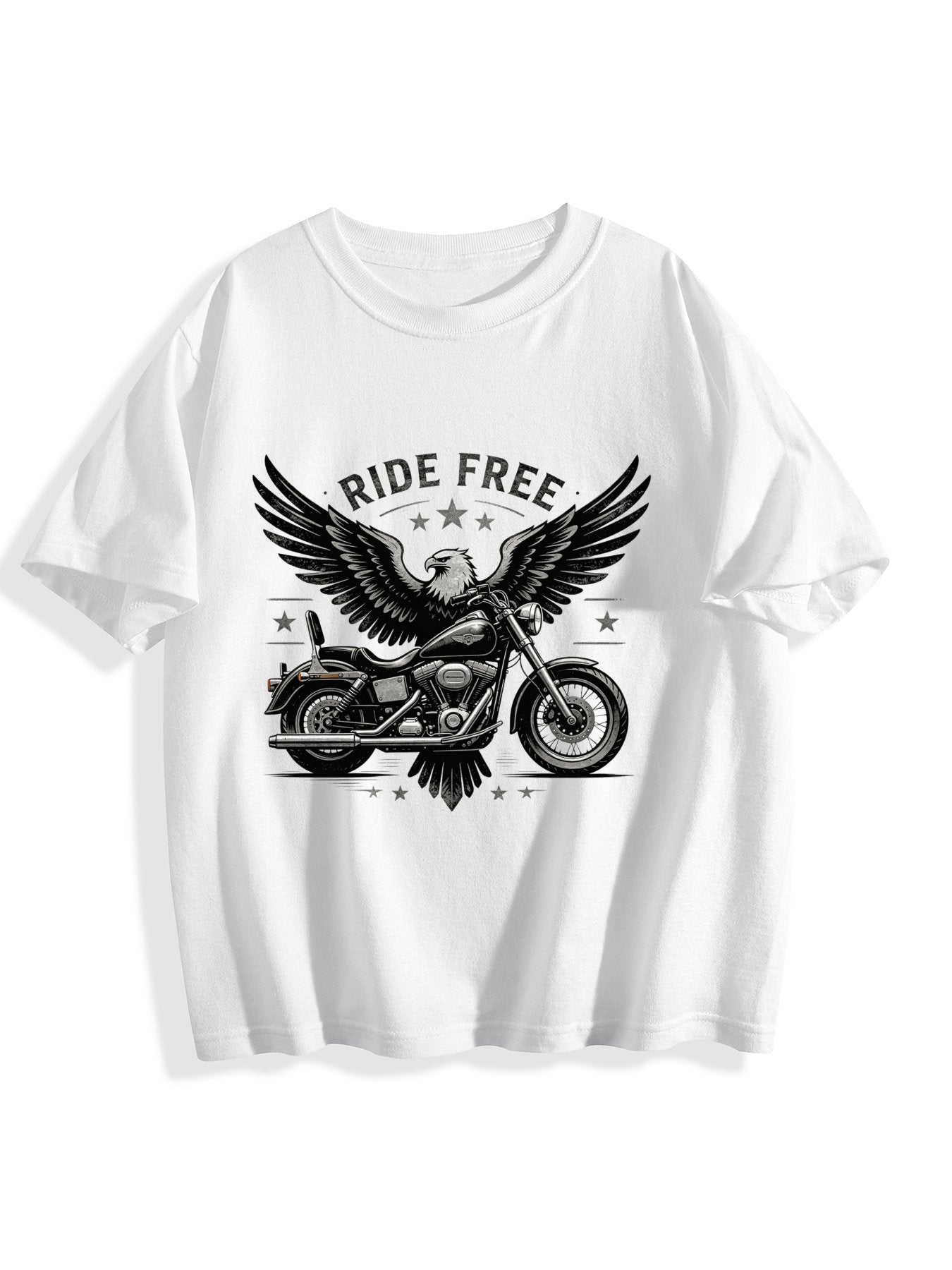 180g Pure Cotton Teenagers "Ride Free" Graphic Casual Cotton Tee for Boys Girls