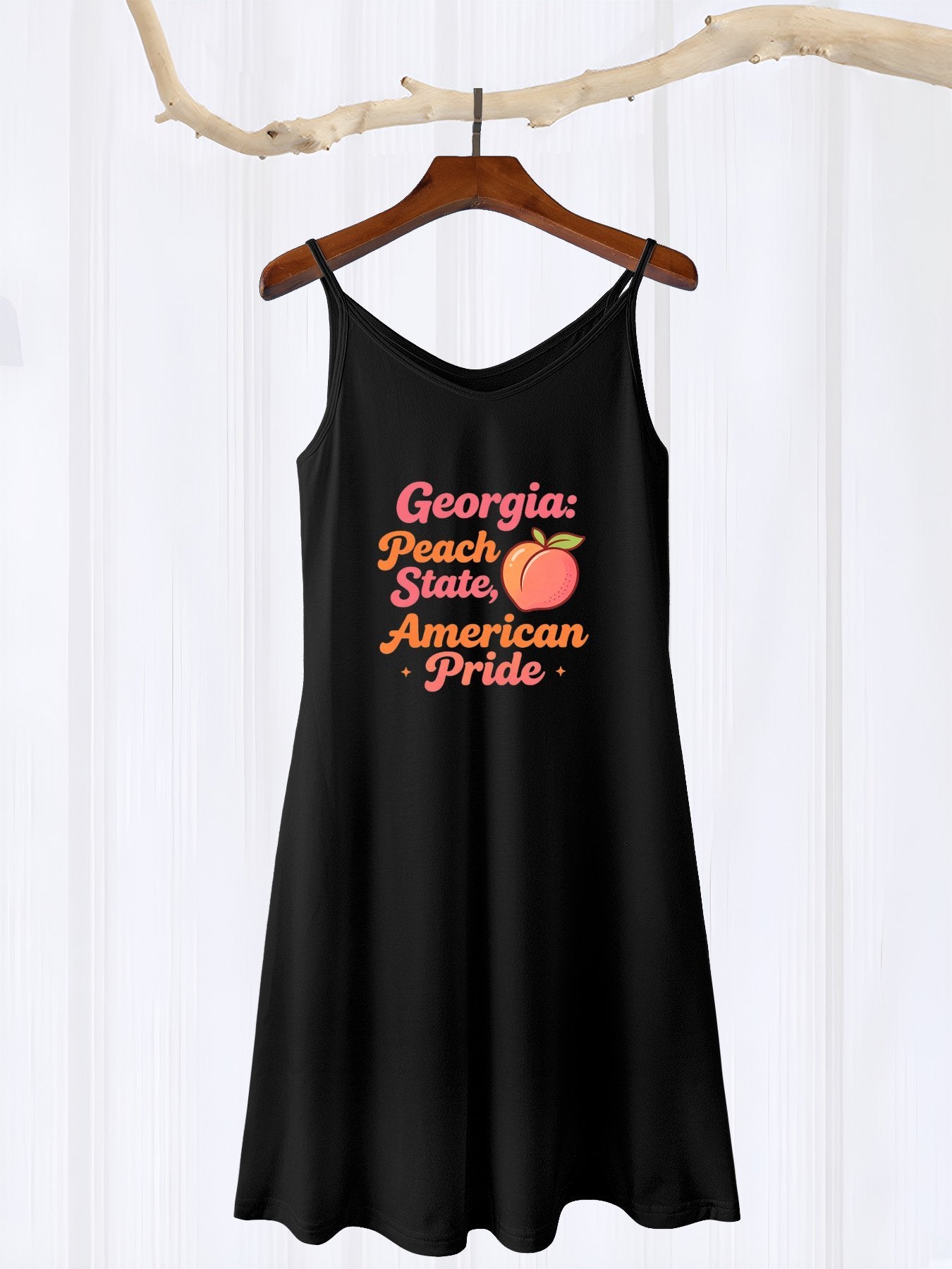 Women's Graphic Strap Dress, Casual Sleeveless Summer Dress with USA 250th. State Pride Graphic Printed