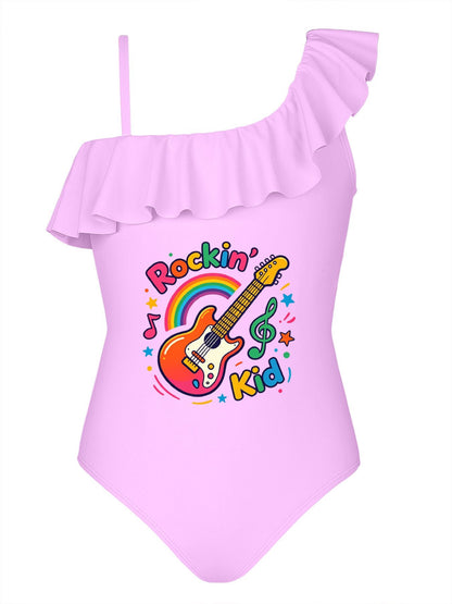 Printed Ruffled One Piece Swimsuit, Cute Summer Bathing Suit for Girls Beach Pool Party