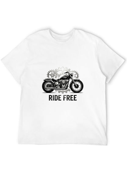 180g Pure Cotton Men's and Women's  "RIDE FREE" Graphic T-Shirt, USA Casual Cotton Tee