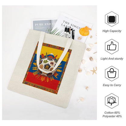 34x40cm World Cup Colombia Canvas Tote Bag, Practical Daily Use Carry Bag,Fashion Eco-Friendly Tote for Outdoor