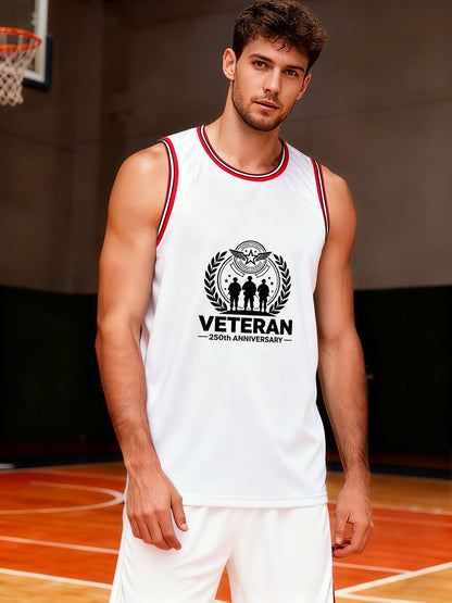 Custom Adult Basketball Jersey Personalized Print Basketball Top, USA 250th. Veteran Graphic
