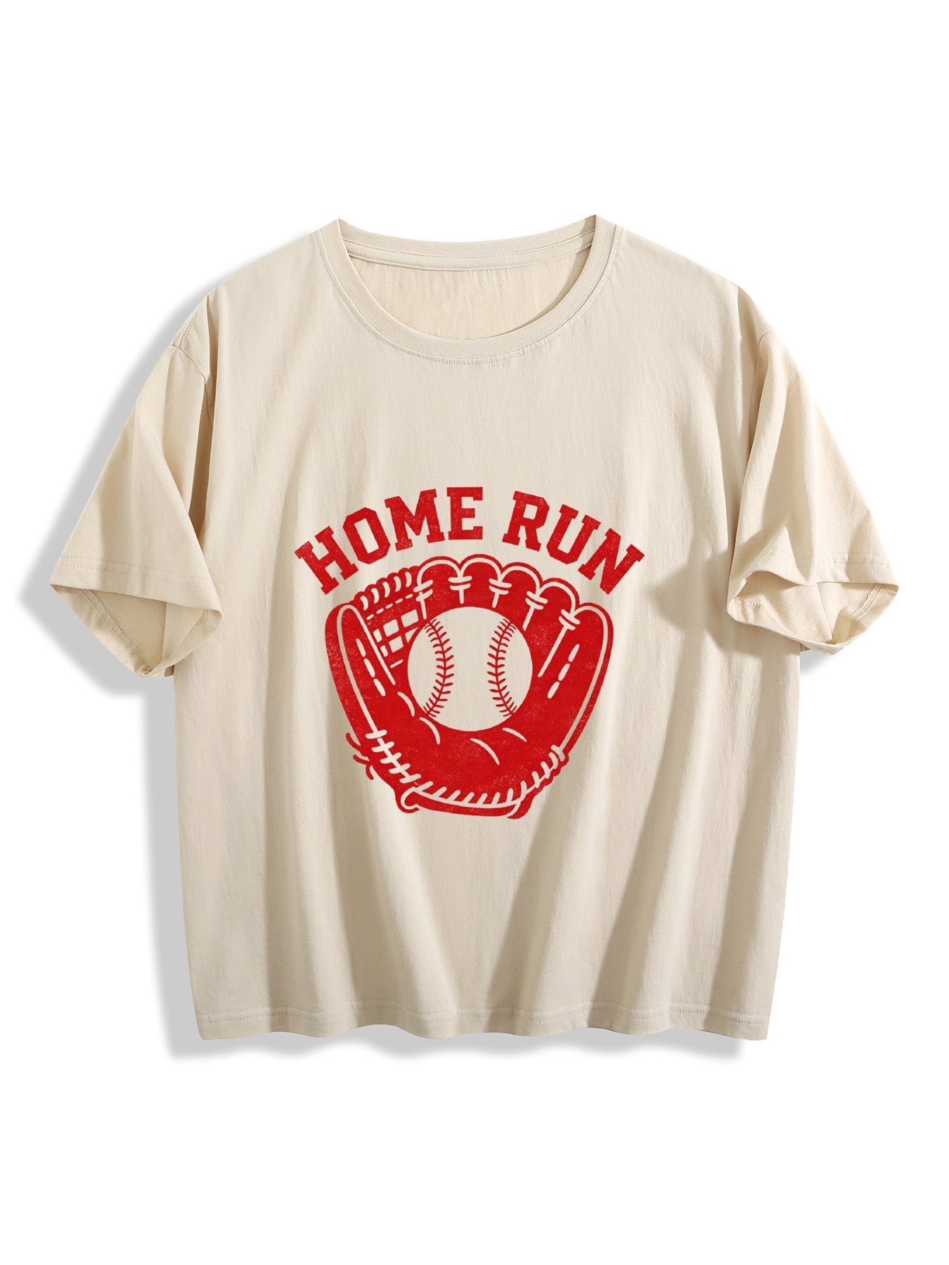 180g Pure Cotton Women's "Home Run" T-Shirt,  Casual Cotton Tee for Daily Wear