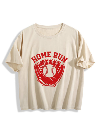 180g Pure Cotton Women's "Home Run" T-Shirt,  Casual Cotton Tee for Daily Wear