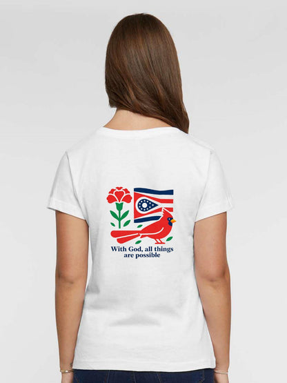 Pure Cotton V-neck Women's USA250th. State Pride Graphic T-Shirt, USA Casual Cotton Tee