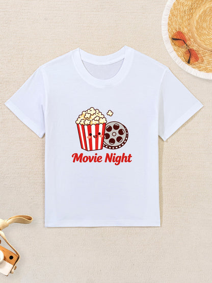 Kids Cute Graphic Cotton T-Shirt, Boys Girls Casual Short Sleeve Tee