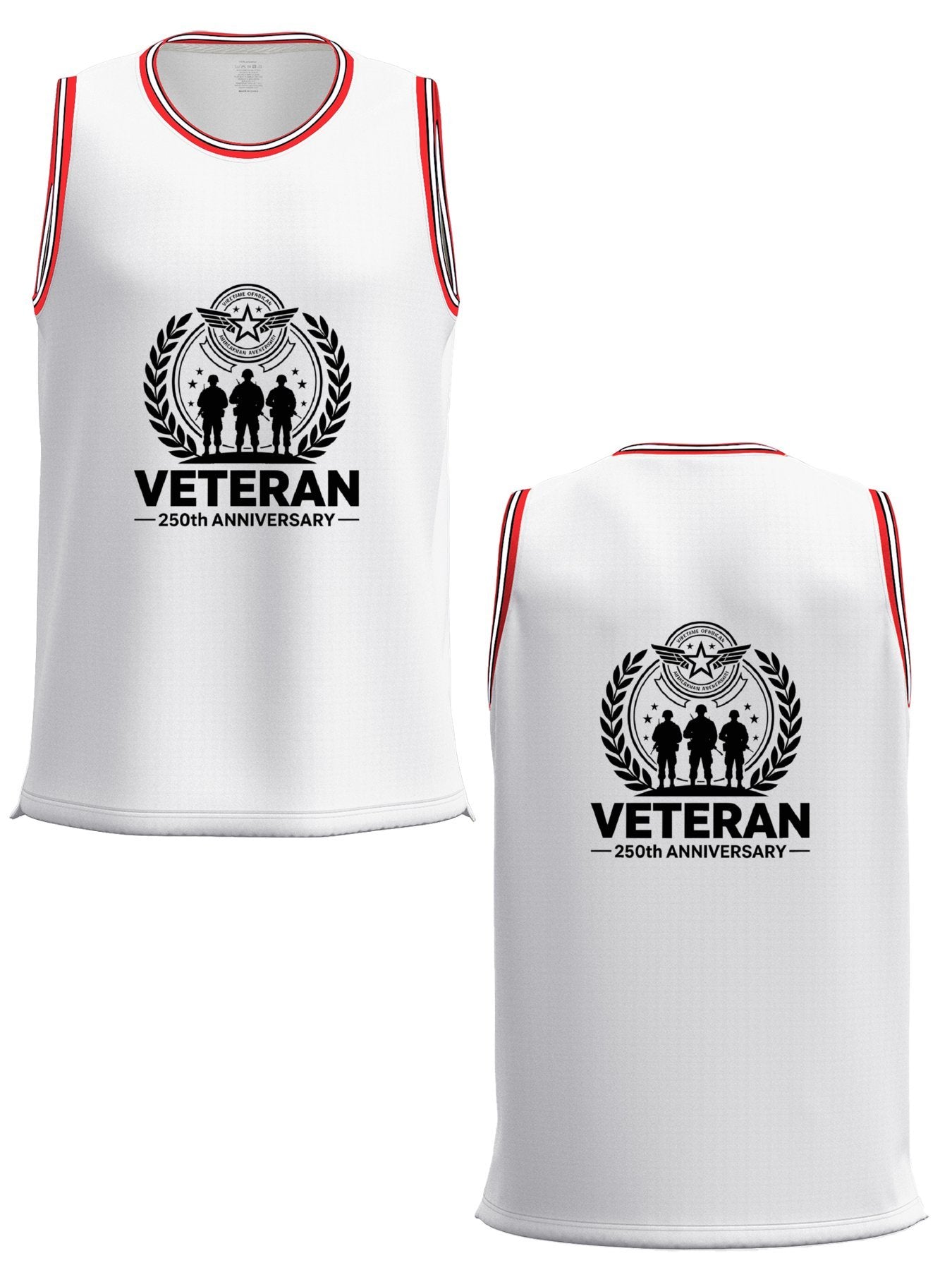 Custom Adult Basketball Jersey Personalized Print Basketball Top, USA 250th. Veteran Graphic