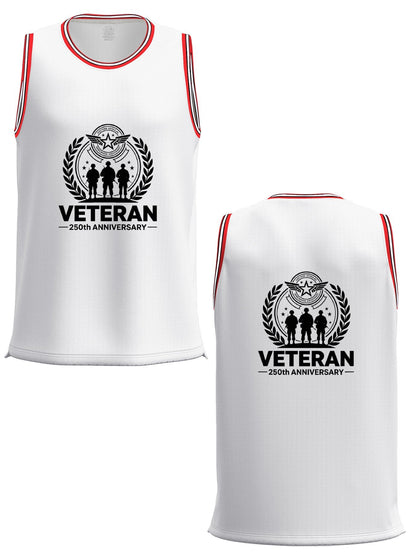 Custom Adult Basketball Jersey Personalized Print Basketball Top, USA 250th. Veteran Graphic