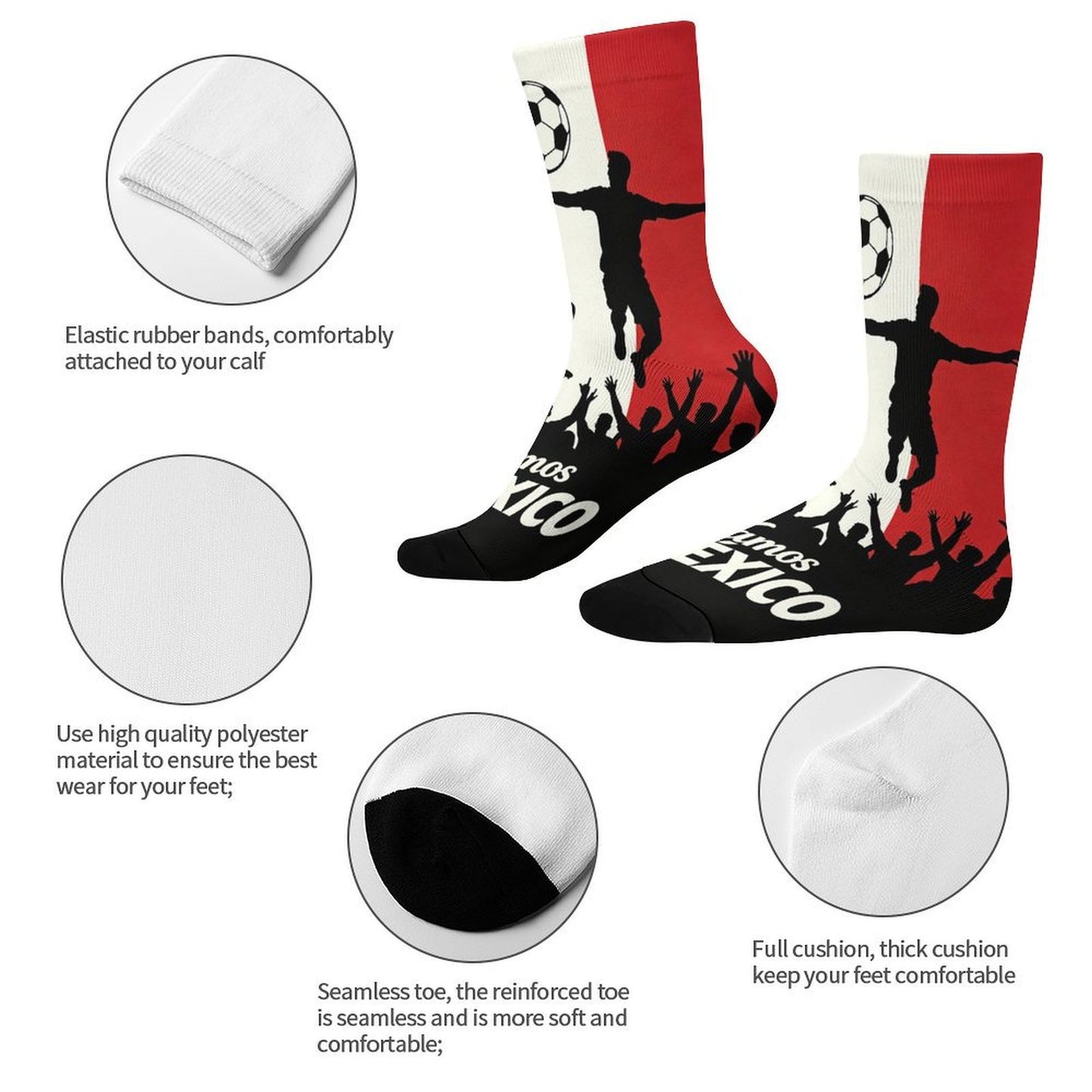 Boys & Girls Full Graphic Printed Socks ,World Cup 2026 Mexico Graphic, Stretchy Casual Socks for Children(5) Style S