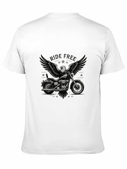 180g Pure Cotton Men's and Women's  "RIDE FREE" Graphic T-Shirt, USA Casual Cotton Tee