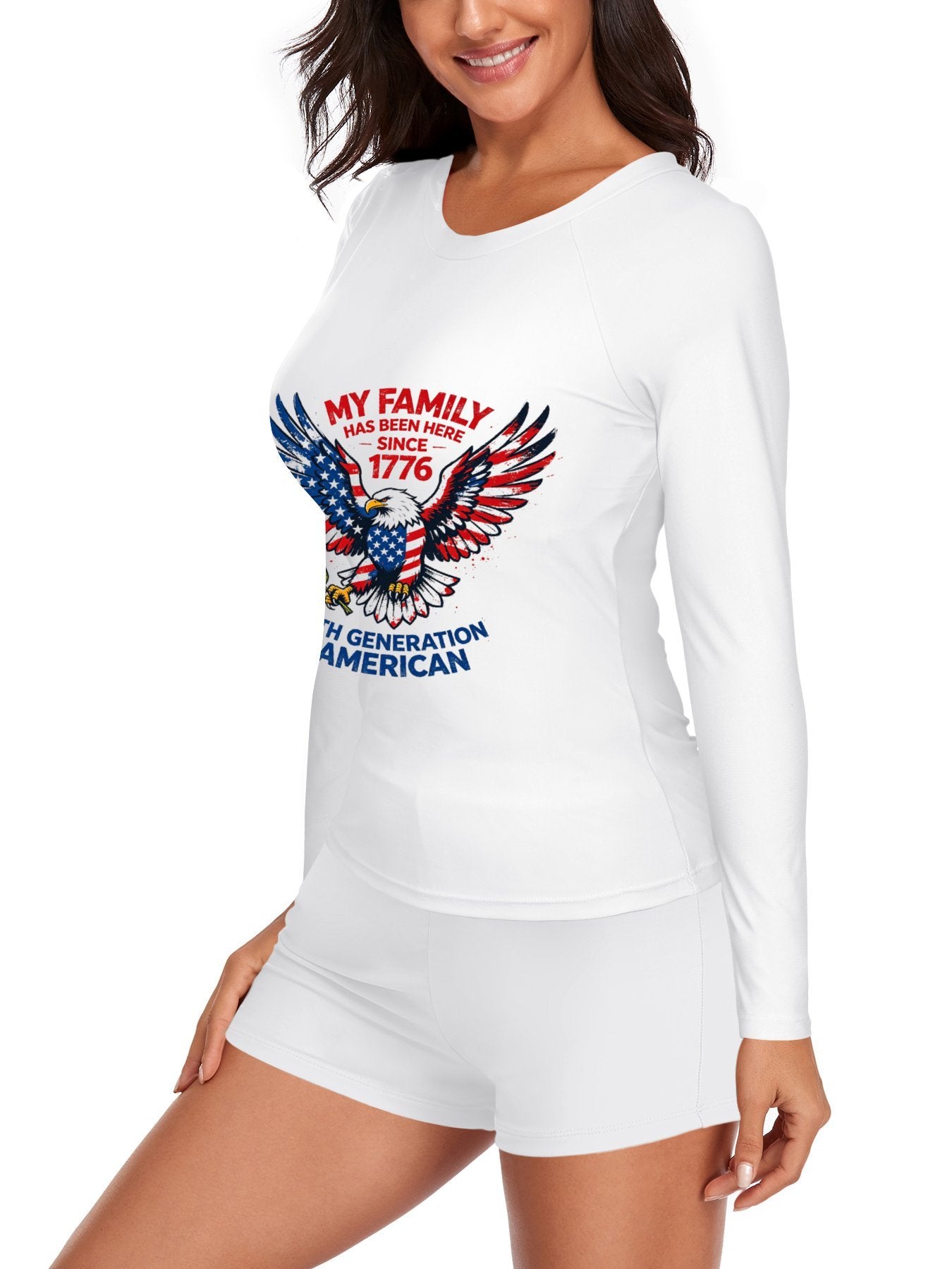 Printed Surf Wear Set, USA 250th. Family Legacy Graphic Customize Comfort Stretchy Bathing Suit for Ladies Outdoor Water Sports