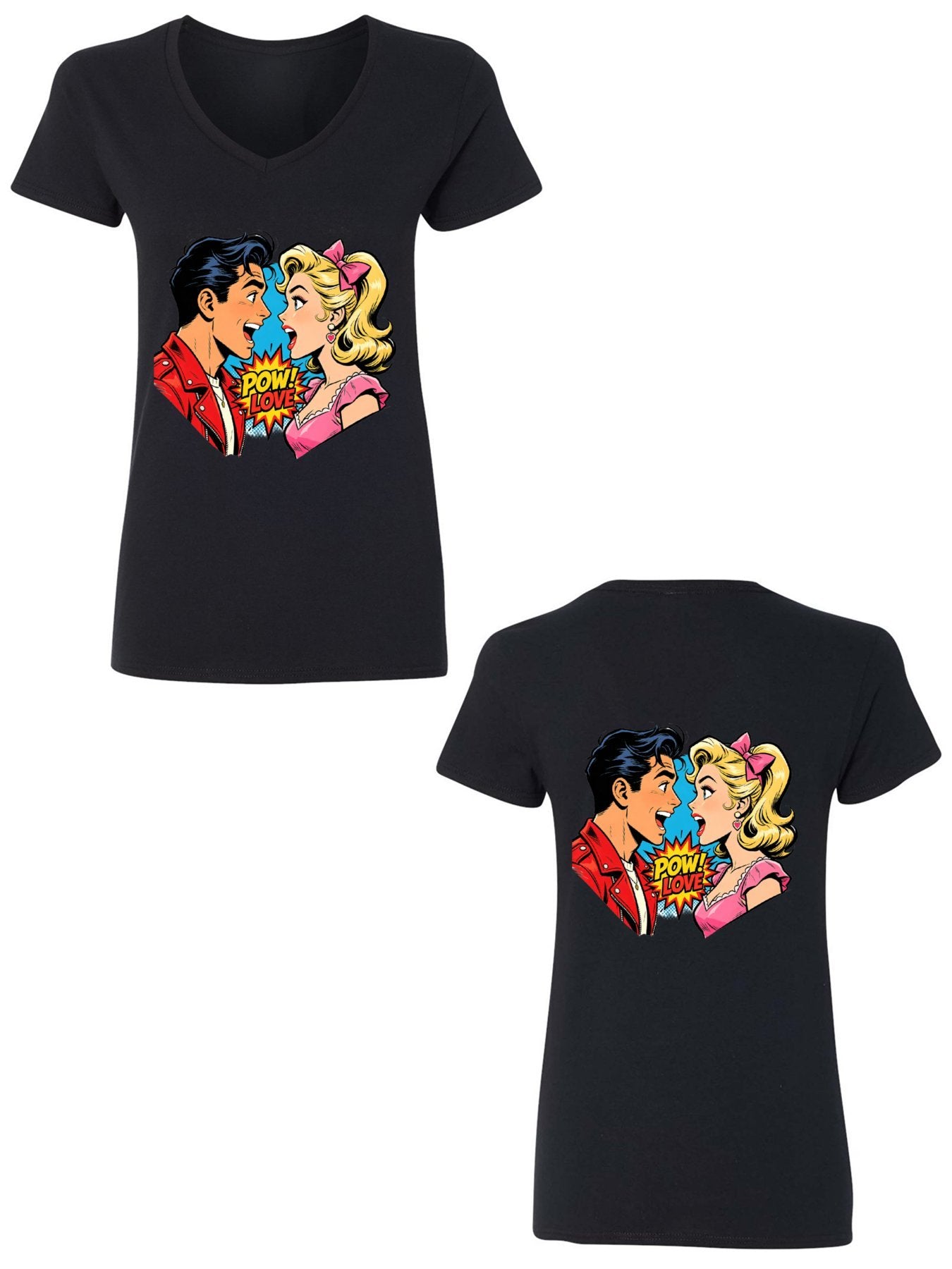 Pure Cotton V-neck Women's Lovers Graphic T-Shirt, USA Casual Cotton Tee