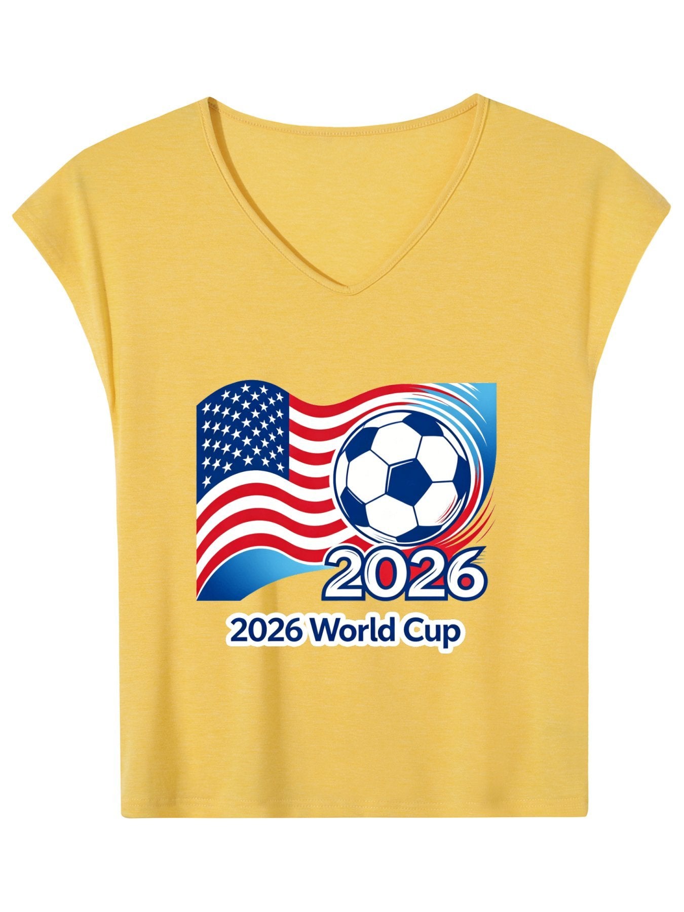 V-neck Sleeveless T-Shirt, Women's World Cup 2026 USA Soccer Graphic T-Shirt, USA Casual Cotton Tee