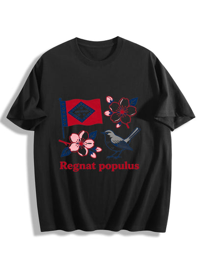 180g Pure Cotton Women's USA250 State Pride "Regnat Populus" GraphicT-Shirt, Seattle Sports Fan Casual Top