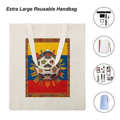34x40cm World Cup Colombia Canvas Tote Bag, Practical Daily Use Carry Bag,Fashion Eco-Friendly Tote for Outdoor