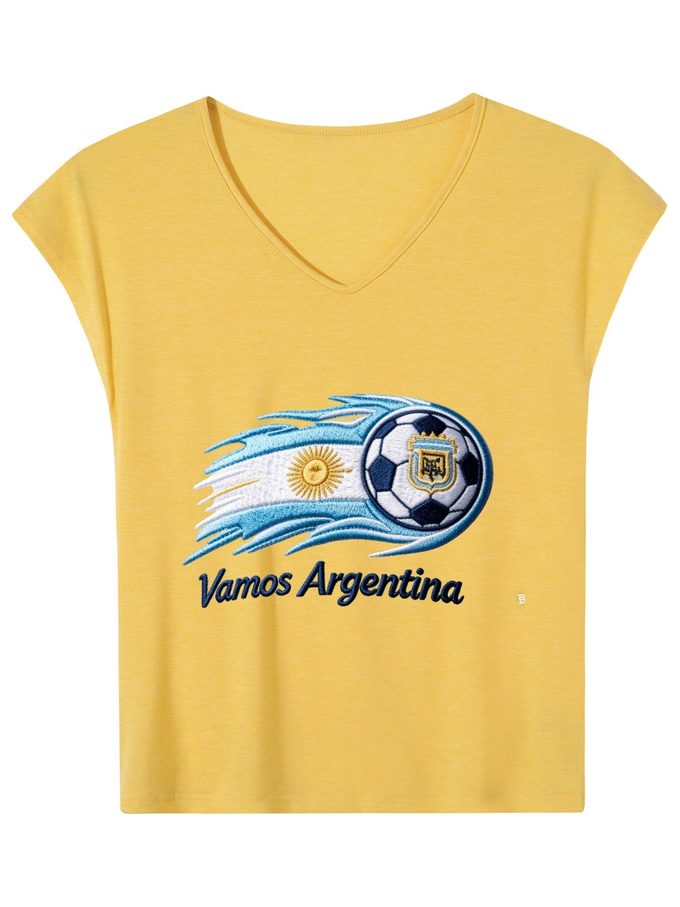 V-neck Sleeveless T-Shirt, Women's World Cup 2026  "Vamos Argentina" Graphic T-Shirt, USA Casual Cotton Tee