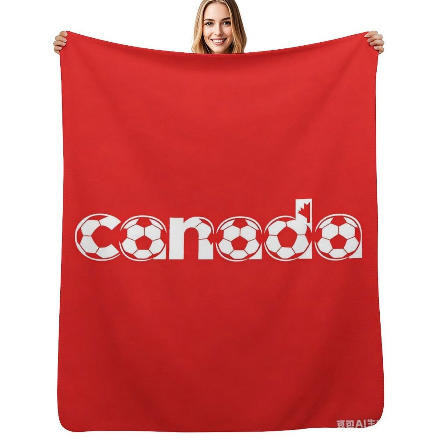 30"x 40" 280gsm Flannel + 220gsm Sherpa Fleece Blanket World Cup Canada  Graphic Blanket, Soft Cover for Daily Use