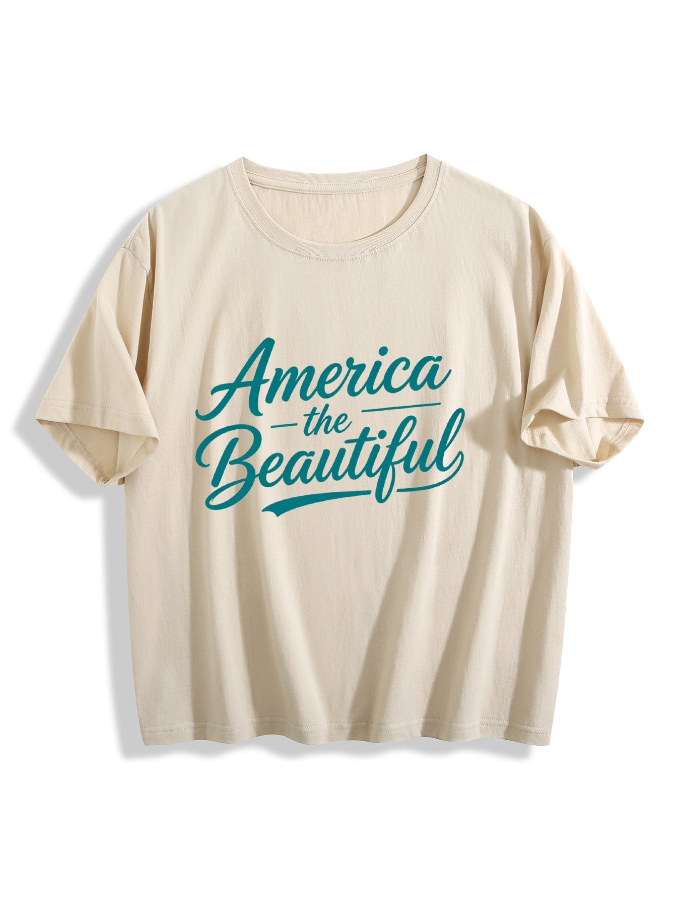 180g Pure Cotton Women's USA 250th. "America the Beautiful" Graphic T-Shirt,  Casual Cotton Tee for Daily Wear
