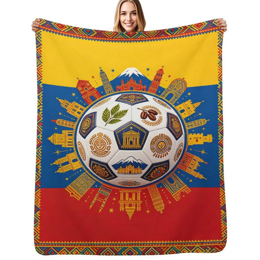 30"x40" 280gsm Flannel + 220gsm Sherpa Fleece Blanket World Cup Colombia Graphic Blanket, Soft Cover for Daily Use