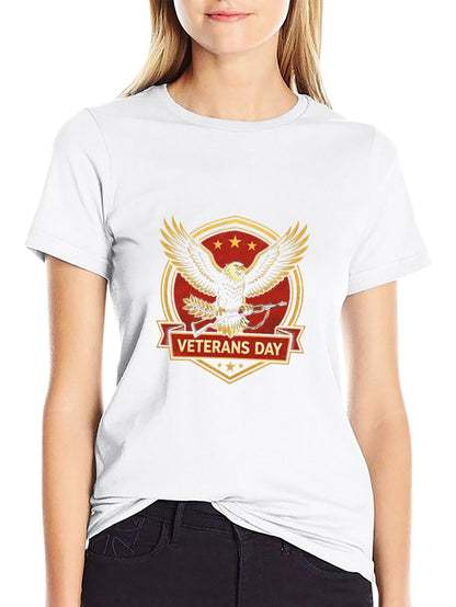 180g Pure Cotton Men's and Women's Patriotic "Veterans Day" Graphic T-Shirt, USA Casual Cotton Tee