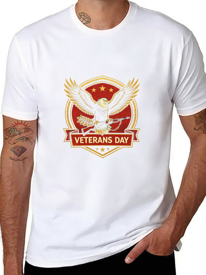 180g Pure Cotton Men's and Women's Patriotic "Veterans Day" Graphic T-Shirt, USA Casual Cotton Tee