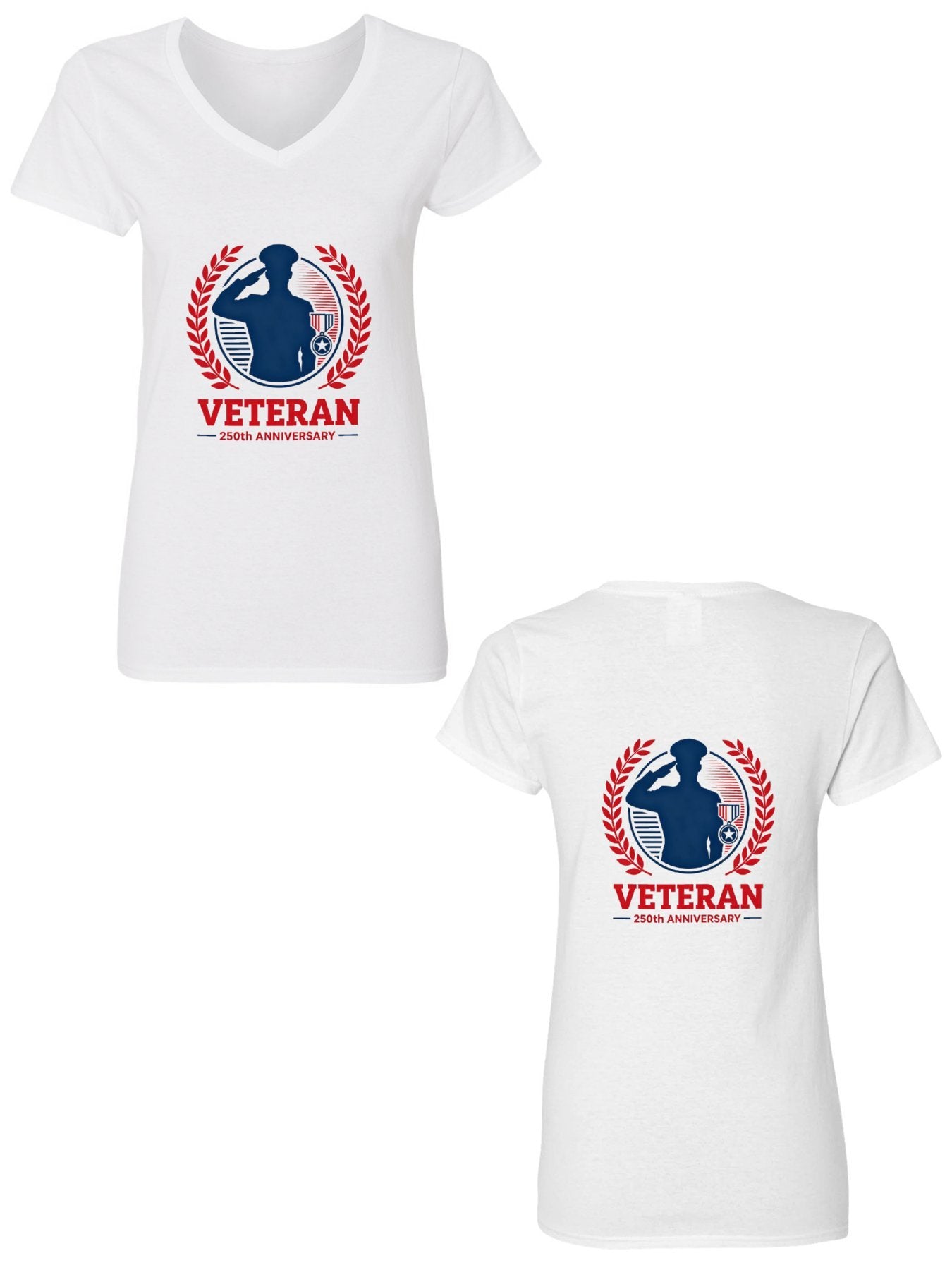 Pure Cotton V-neck Women's USA 250th. Patriotic "Veteran" Graphic T-Shirt, USA Casual Cotton Tee