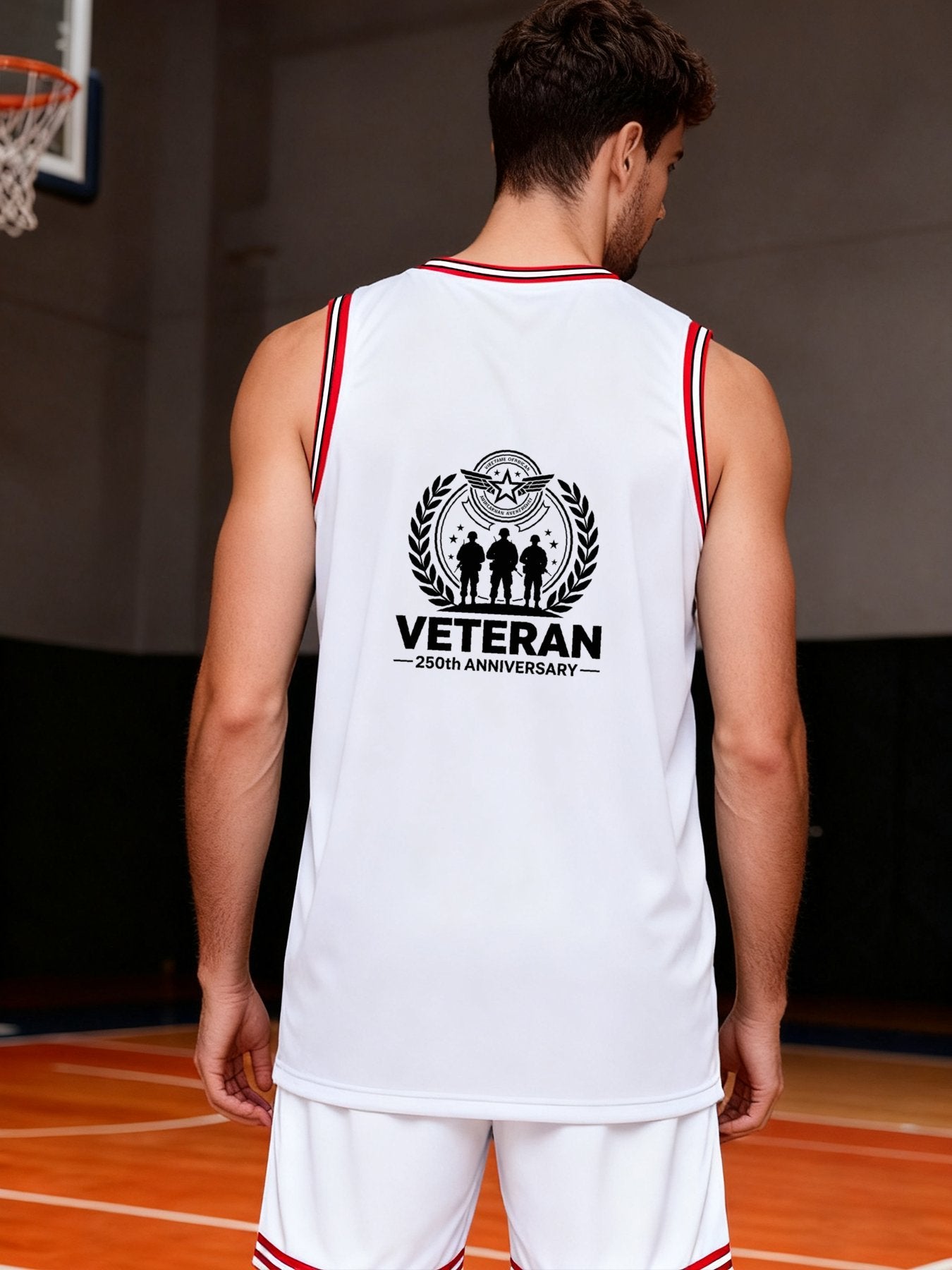 Custom Adult Basketball Jersey Personalized Print Basketball Top, USA 250th. Veteran Graphic