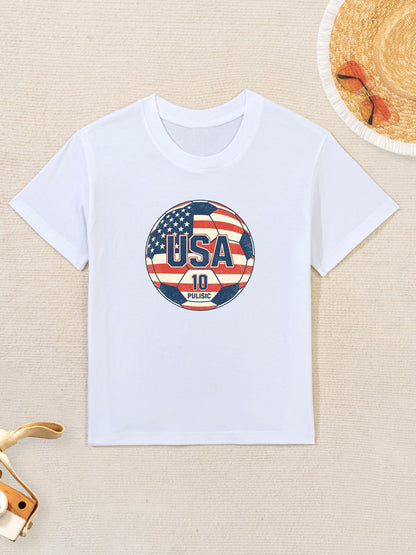 Kids Cute Graphic Cotton T-Shirt, Boys Girls Casual Short Sleeve Tee