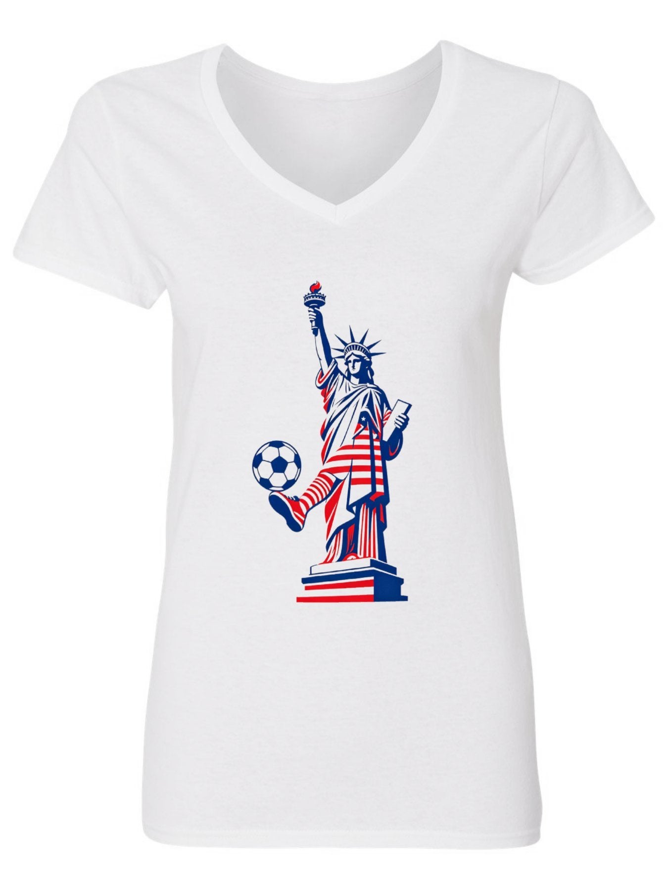 120g Pure Cotton V-neck Women's World Cup USA Soccer Graphic T-Shirt,  Casual Cotton Tee for Daily Wear