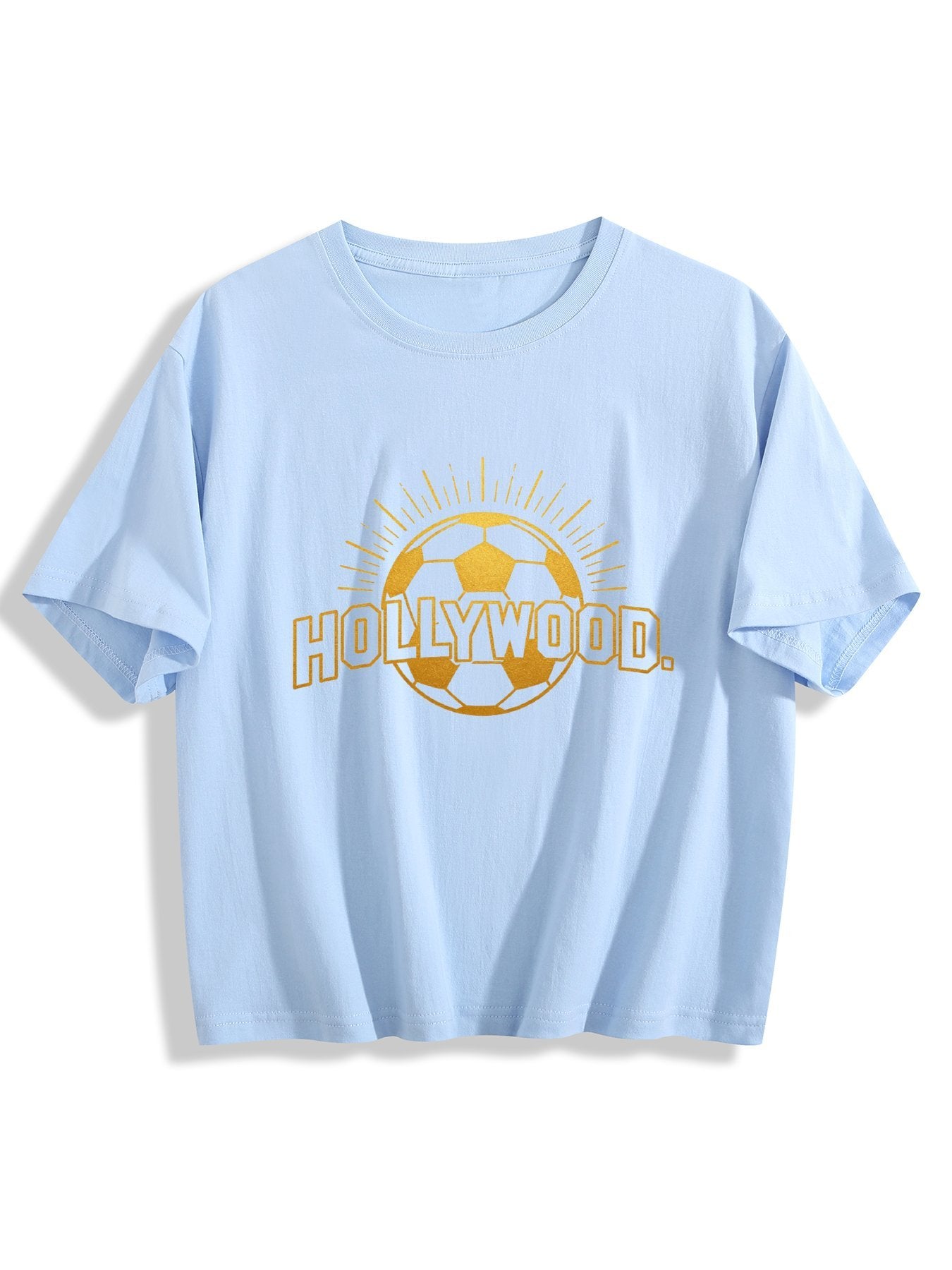 180g Pure Cotton Women's World Cup City "HollyWood" Graphic T-Shirt,  Casual Cotton Tee for Daily Wear