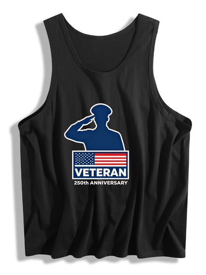 180g Pure Cotton Men's Patriotic "VETERAN" Graphic  T-Shirt, USA Casual Cotton Tee